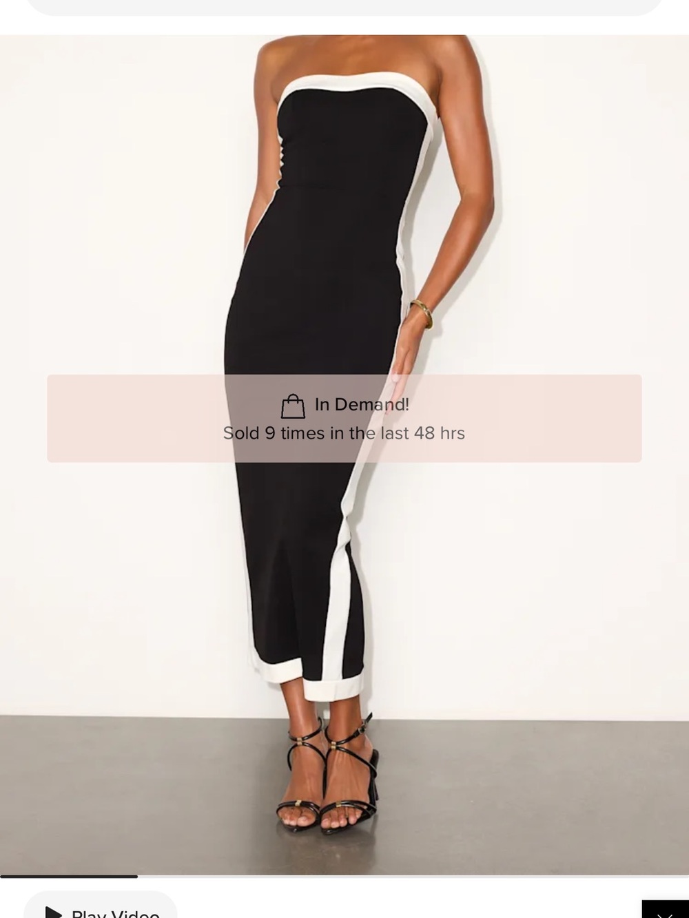 Lulus Black & White Strapless Midi dress